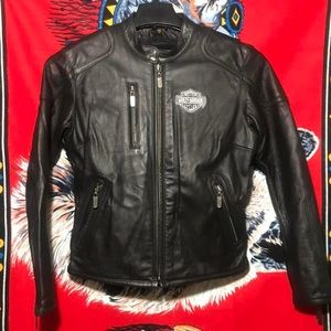 Harley Davidson Leather Jacket w Embroidered Graphics 19”x23